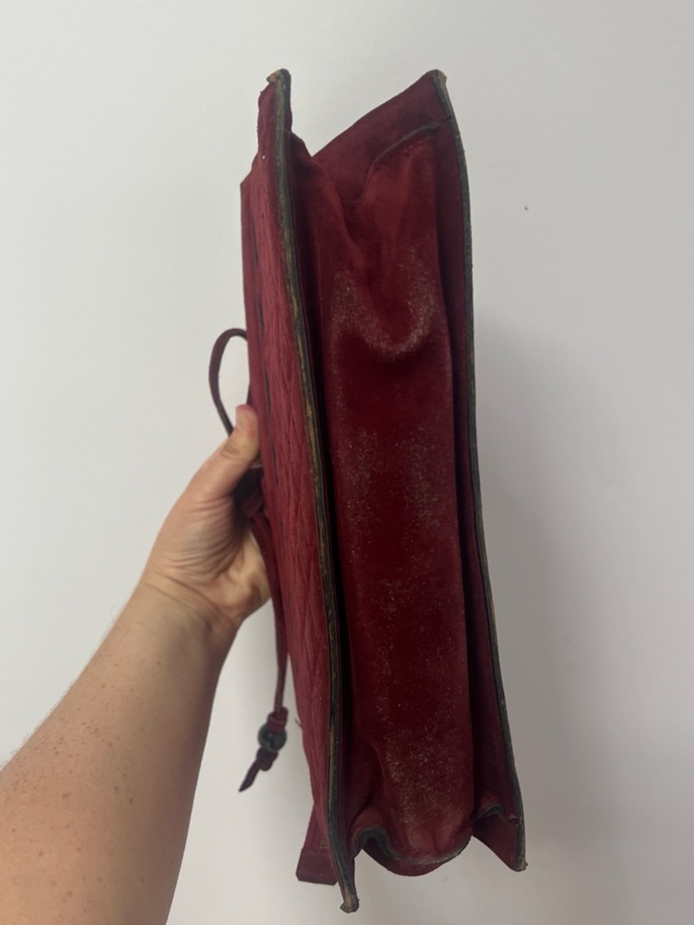 Vintage Yves Saint Laurent Burgundy Leather and Suede Clutch Zipper Bag Designer - Picture 8 of 9